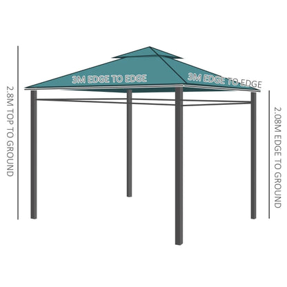 Outsunny 3m x3m Gazebo W/Metal Frame & Side