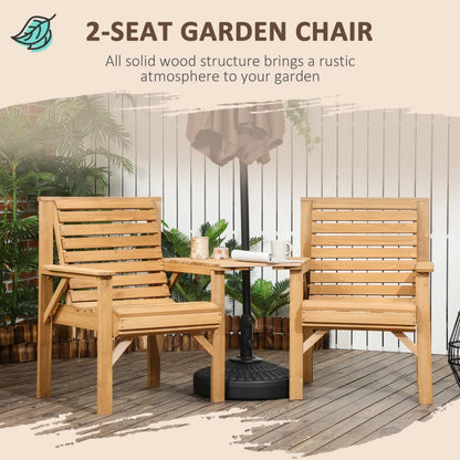 Outsunny Wooden Garden Love Seat