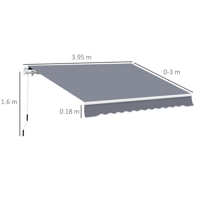 Outsunny Manual Retractable Awning 4m x 3m