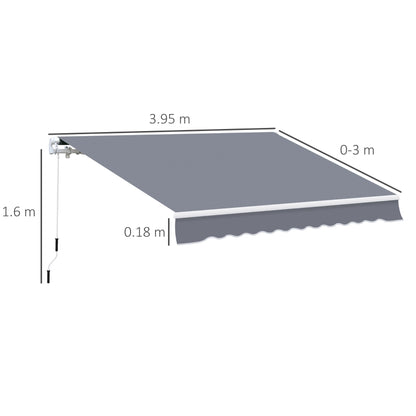 Outsunny Manual Retractable Awning 4m x 3m