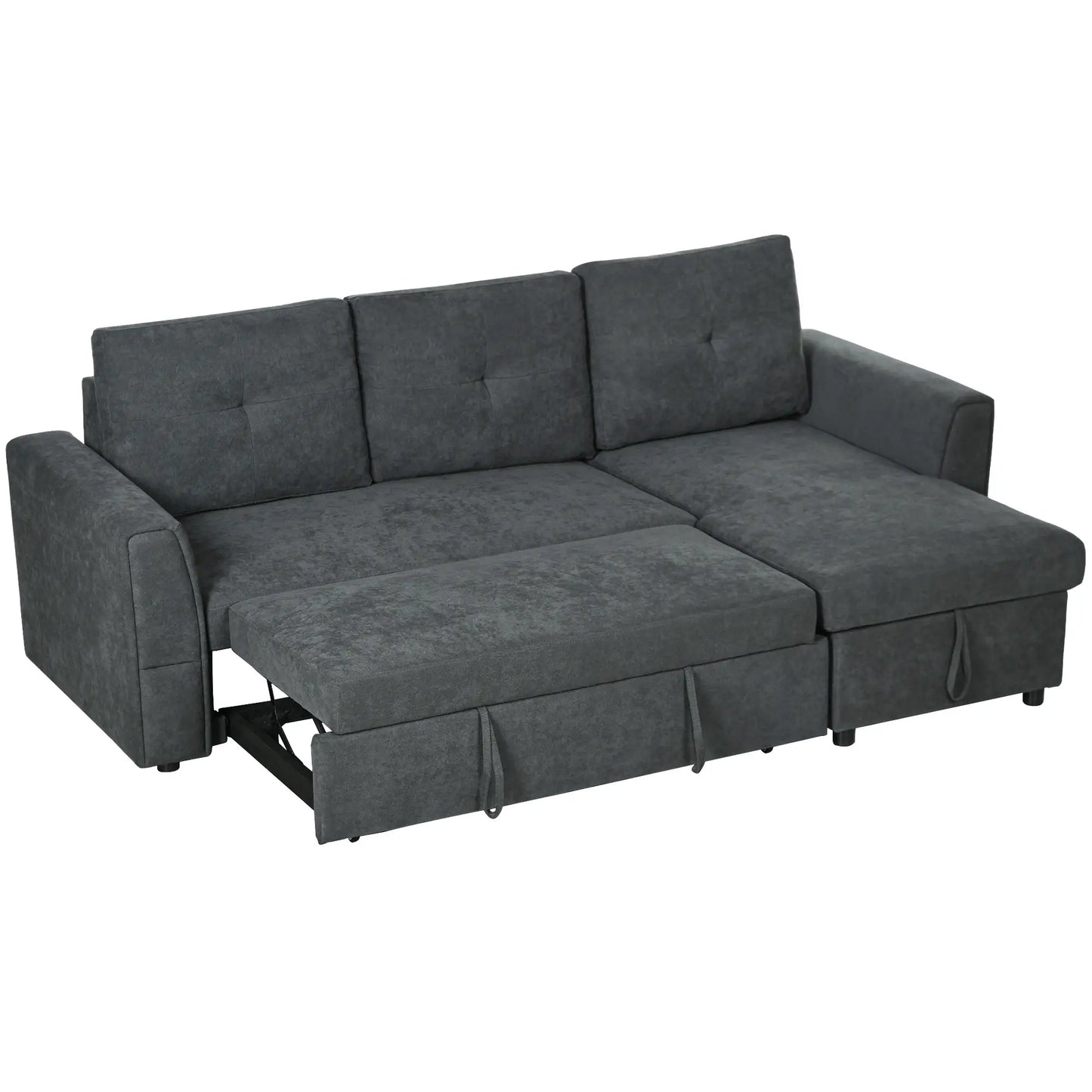 HOMCOM 3 Seater Sofa Bed, L-Shaped Corner Sofa