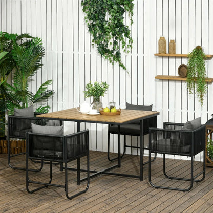 Outsunny Patio 5 PCs PE Rattan Dining Set