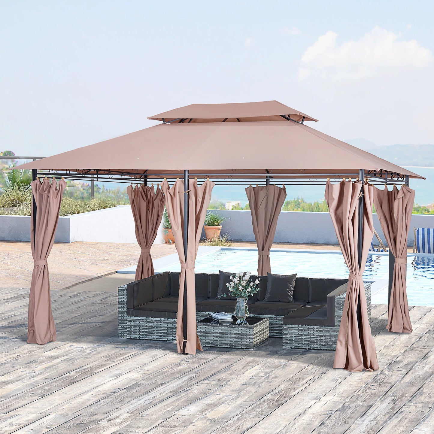 Outsunny 4m x 3(m) Metal Gazebo Canopy Party