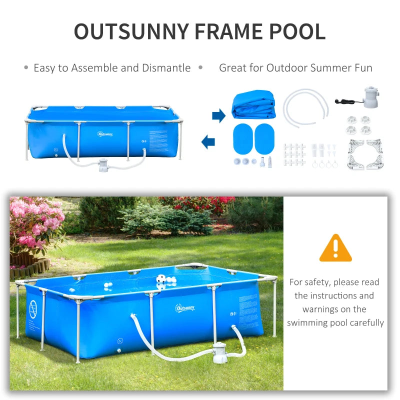 Outsunny Steel Frame Pool with Filter Pump, Filter Cartridge