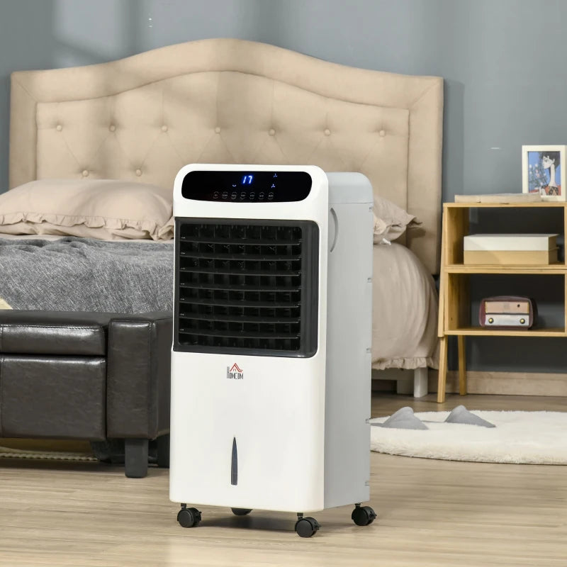 HOMCOM Mobile Air Cooler, 12L Tank Evaporative Ice Cooling Fan Water Conditioner Humidifier Unit with 3 Modes