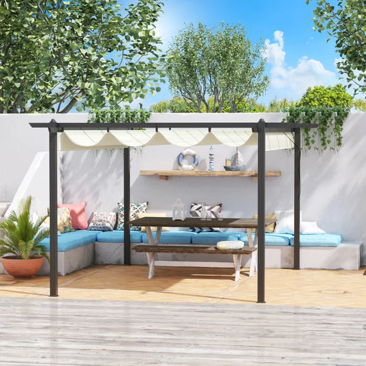 Outsunny 4 x 3(m) Aluminium Pergola with Retractable Roof