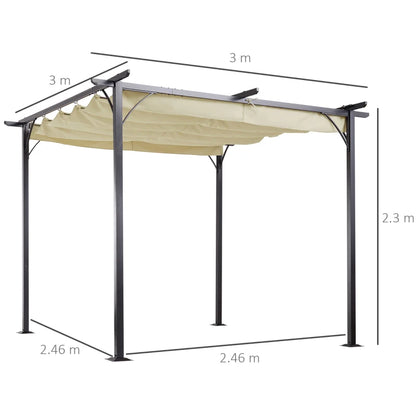 Outsunny 3 x 3(m) Metal Pergola with Retractable Roof