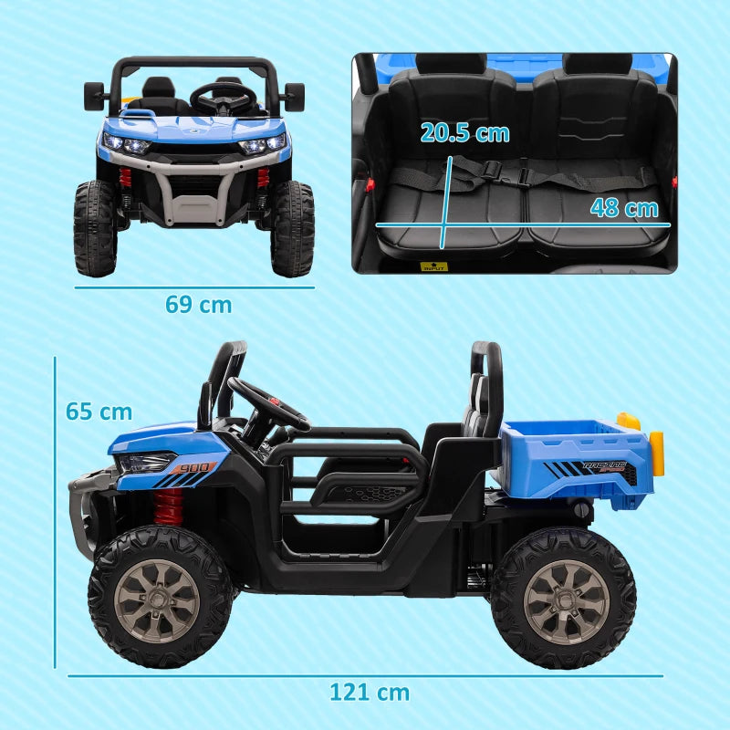 HOMCOM 12V Two-Seater Kids Electric Ride-On Car with Remote Control For Parent