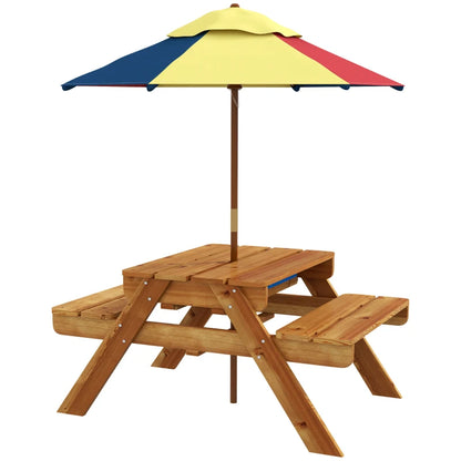 Outsunny Kids Picnic Table Set, 3 in 1 Sand Pit Activity Table