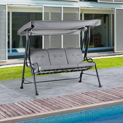 Outsunny Outdoor 3-person Metal Porch Swing Chair Bench