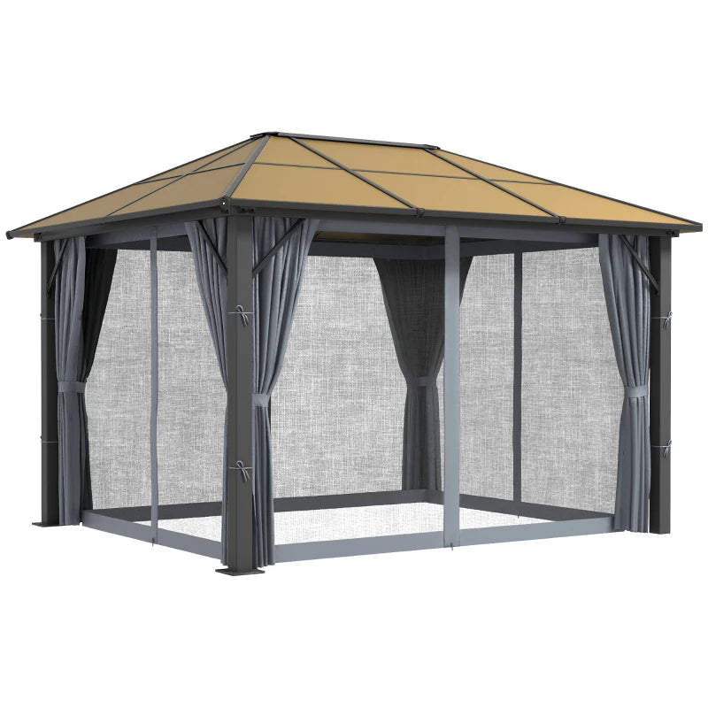 Outsunny 3 x 3.6m Garden Aluminium Gazebo Hardtop Roof