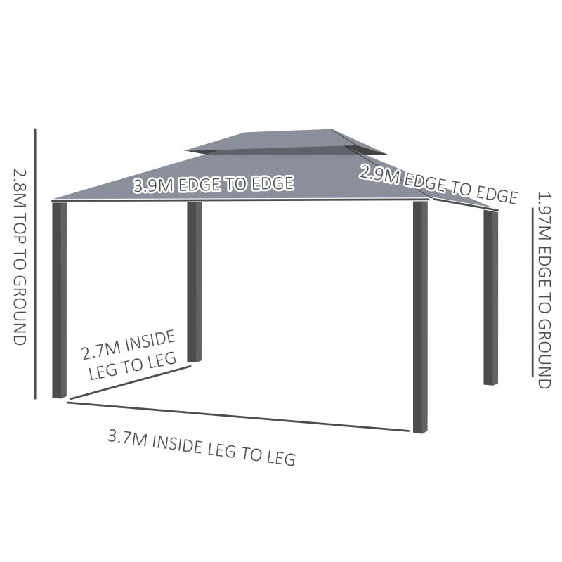 Outsunny 3 x 4m Aluminium Garden Gazebo