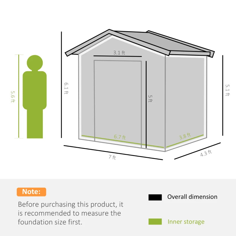 Outsunny 7 x 4ft Metal Garden Shed