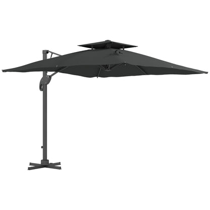 Outsunny Garden Parasol, 3(m) Cantilever Parasol with Hydraulic Mechanism