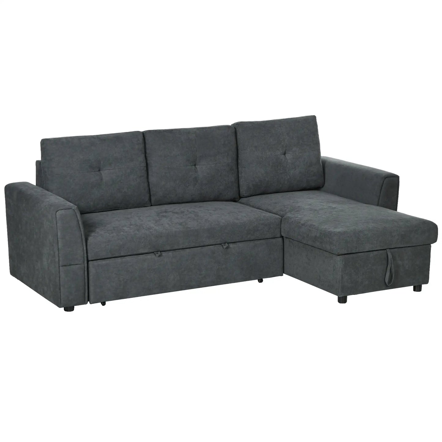 HOMCOM 3 Seater Sofa Bed, L-Shaped Corner Sofa