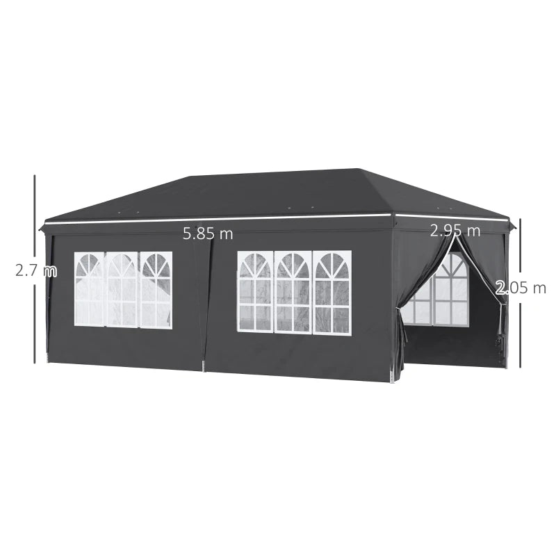 Outsunny 3 x 6 m Pop Up Gazebo with Sides and Windows