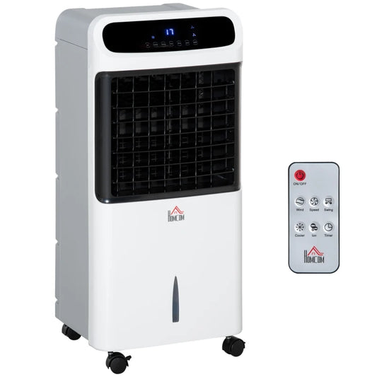 HOMCOM Mobile Air Cooler, 12L Tank Evaporative Ice Cooling Fan Water Conditioner Humidifier Unit with 3 Modes