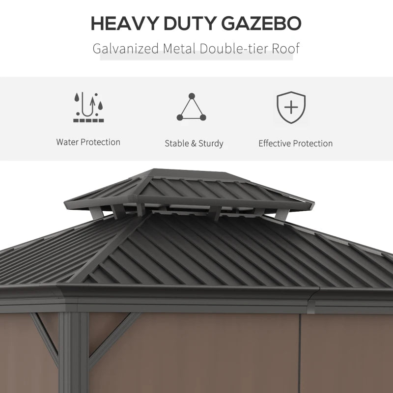 Outsunny Aluminium Hardtop Gazebo 3.65 x 3m