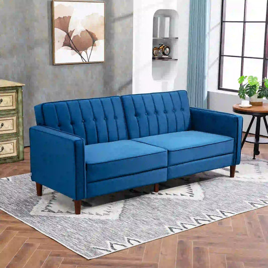 HOMCOM Velvet-Feel Three-Seater Sofa Bed