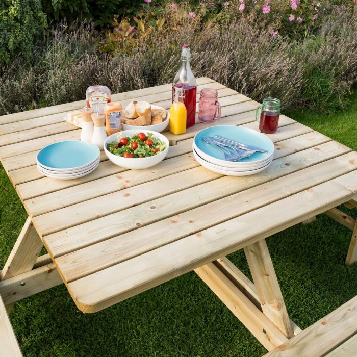 Rowlinson Square Picnic Table - Natural Timber