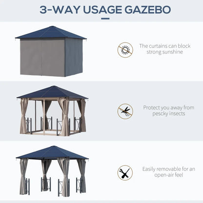 Outsunny Hardtop Gazebo Canopy with Polycarbonate Roof