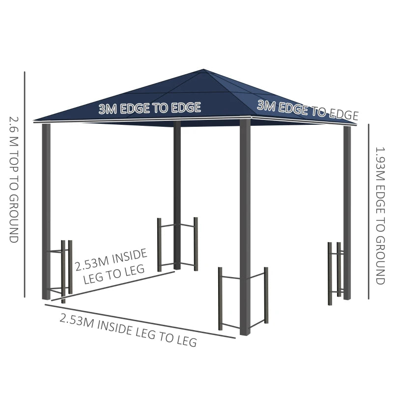 Outsunny Hardtop Gazebo Canopy with Polycarbonate Roof