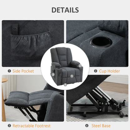 HOMCOM Oversized Riser and Recliner Chair for the Elderly