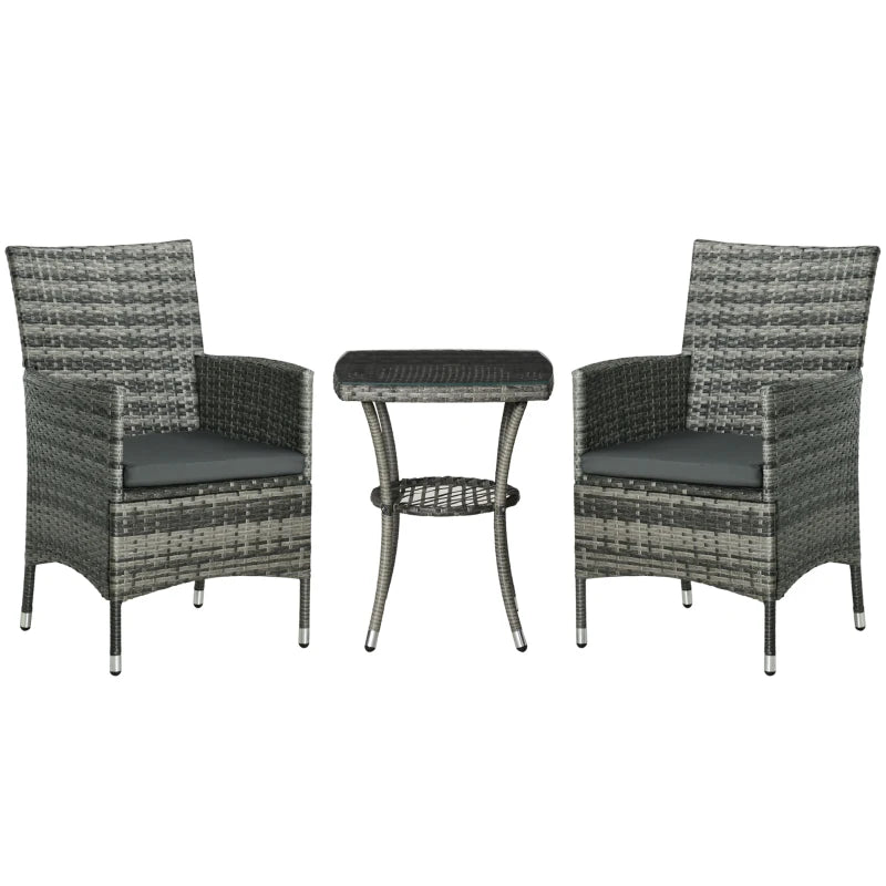 Outsunny Outdoor Rattan Bistro Set with Cushions