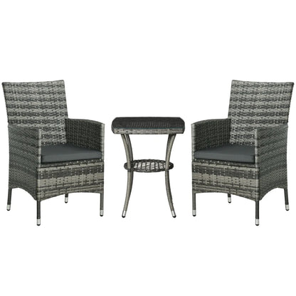 Outsunny Outdoor Rattan Bistro Set with Cushions