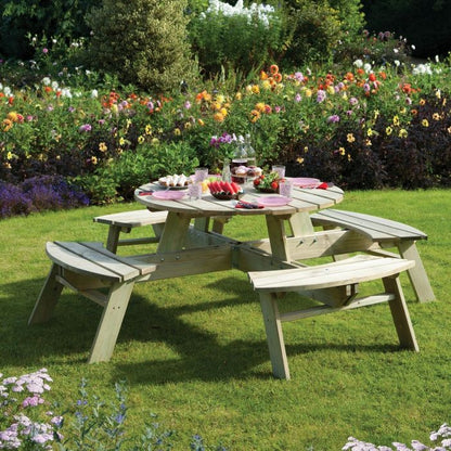 Rowlinson Round Picnic Table - Natural Timber