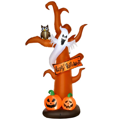 HOMCOM 2.7m Halloween Inflatable Dead Tree with Ghost