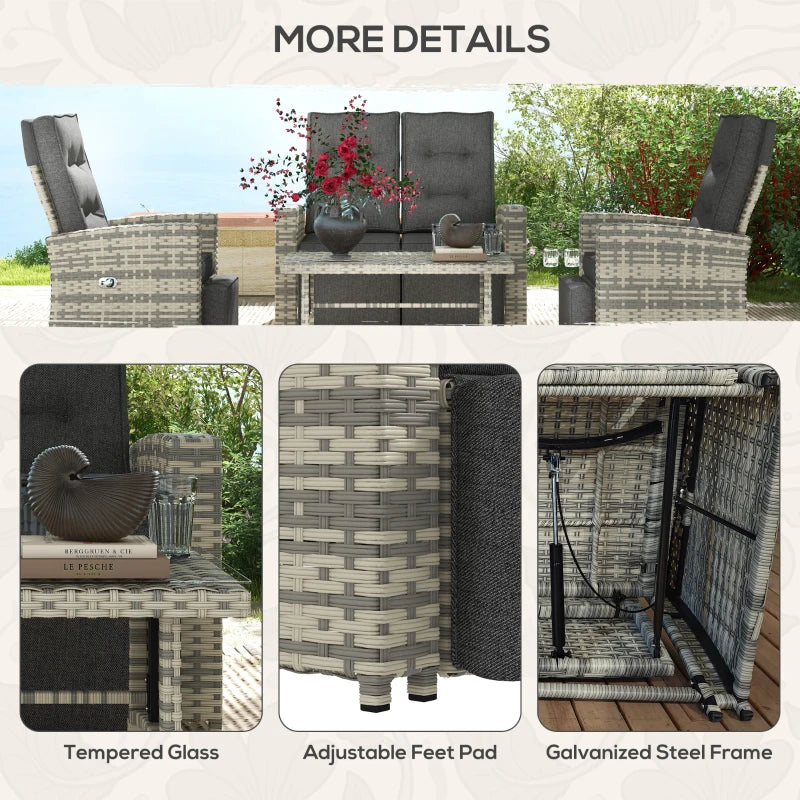 Outsunny 4 Piece Rattan Garden Furniture Set Outdoor Sofa Sectional Set