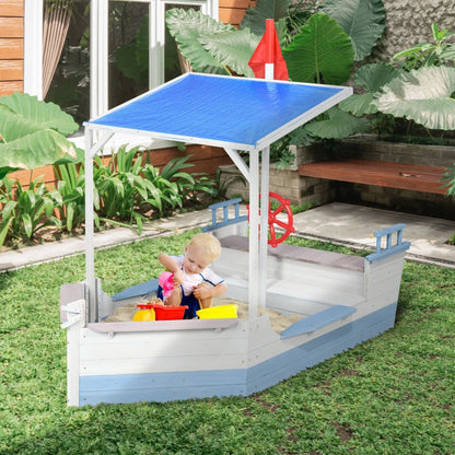 Outsunny Kids Wooden Ship Sandpit