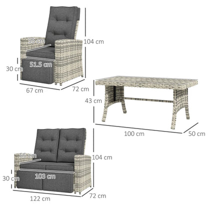 Outsunny 4 Piece Rattan Garden Furniture Set Outdoor Sofa Sectional Set