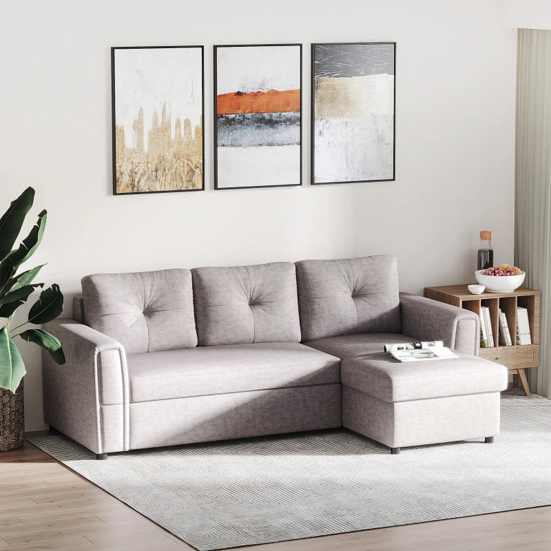 HOMCOM Linen-Look 'L' Storage Sofa Bed