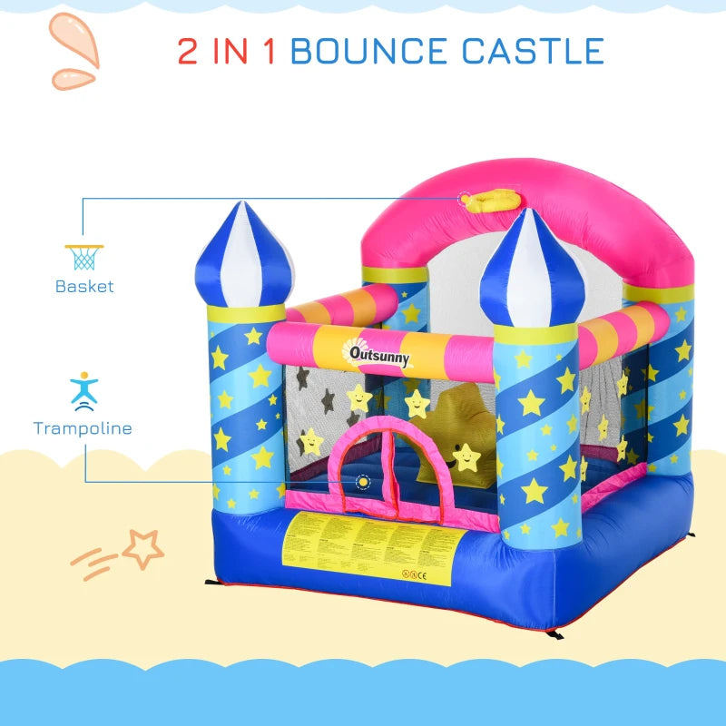 Outsunny Kids Bouncy Castle, Inflatable Trampoline with Blower