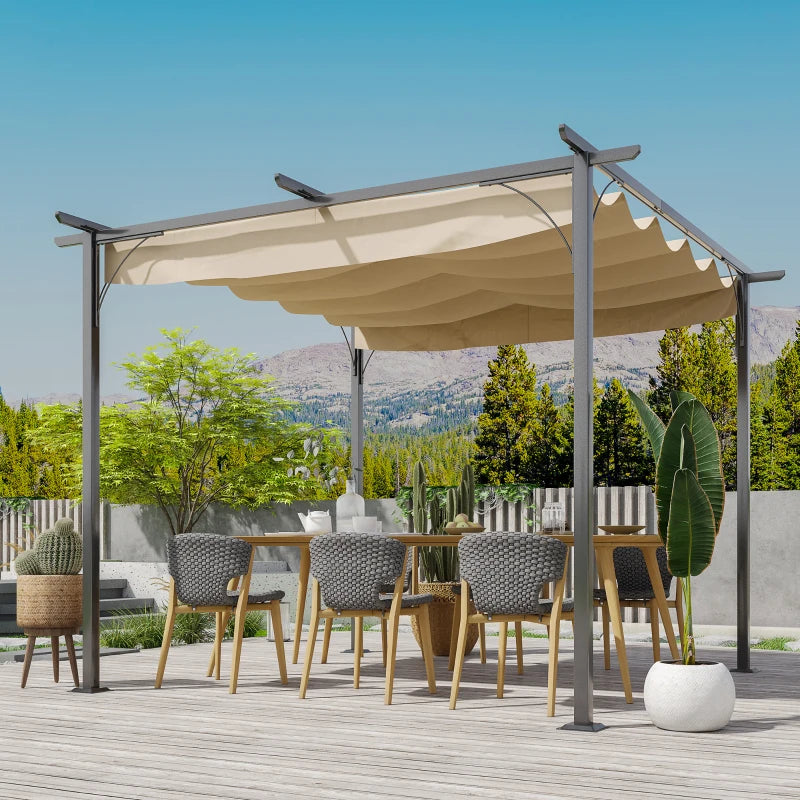 Outsunny 3 x 3(m) Metal Pergola with Retractable Roof