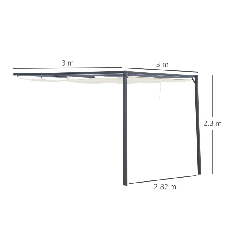 Outsunny 3 x 3(m) Outdoor Pergola Retractable Canopy Wall Mounted