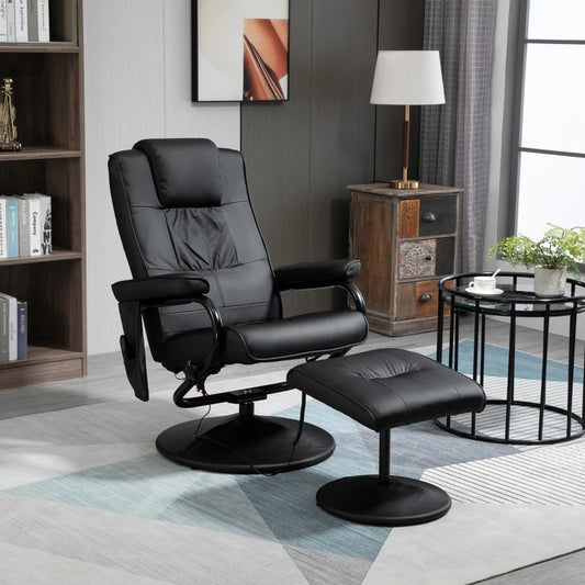 HOMCOM Swivel Recliner Chair and Footstool