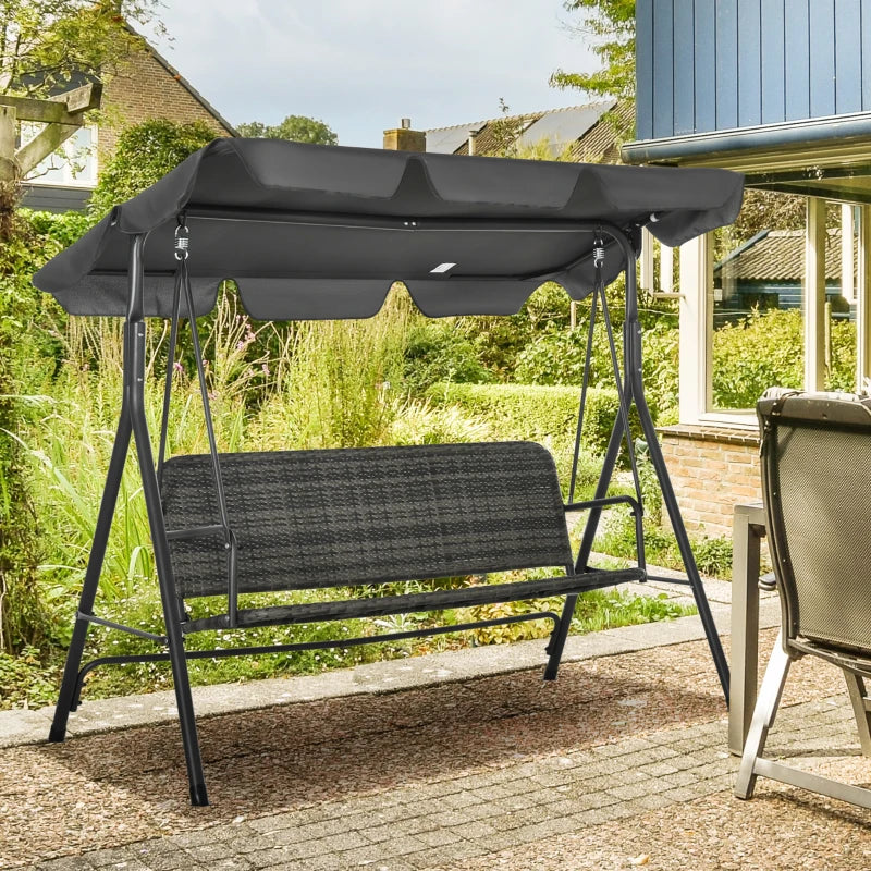 Outsunny 3-Seater Outdoor PE Rattan Swing Chair