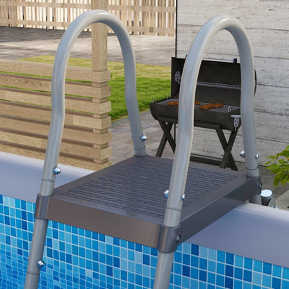 Outsunny Rectangle Steel Frame Swimming Pool with Ladder and Pump