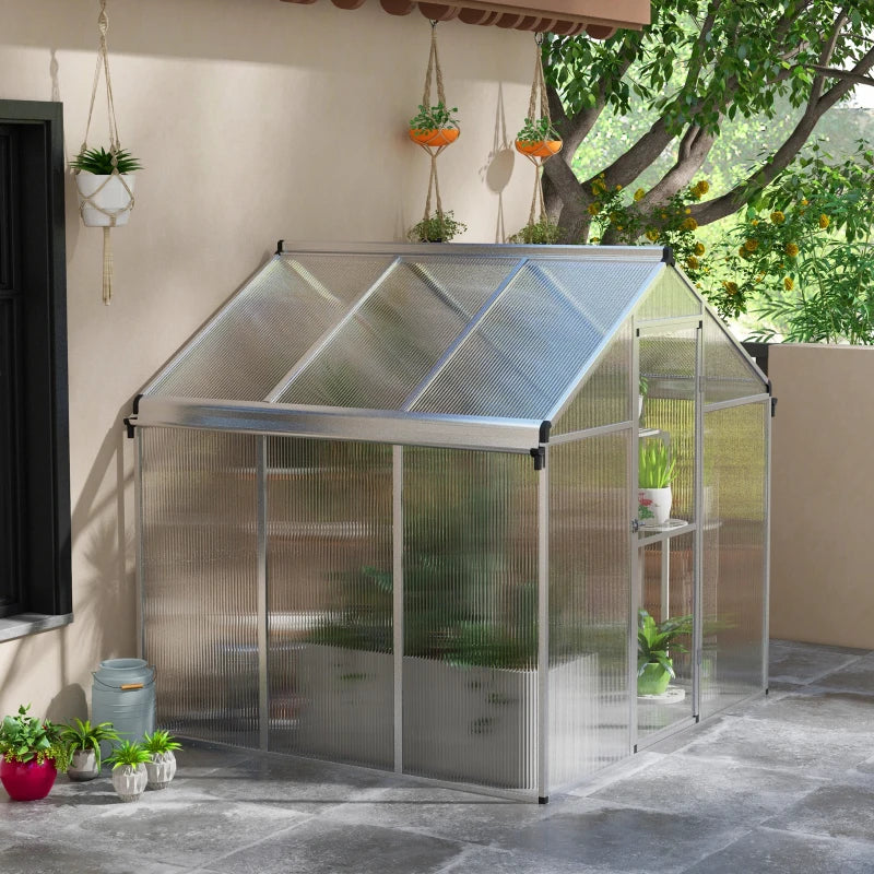 Outsunny 6 x 6ft Aluminium Frame Greenhouse, with Foundation