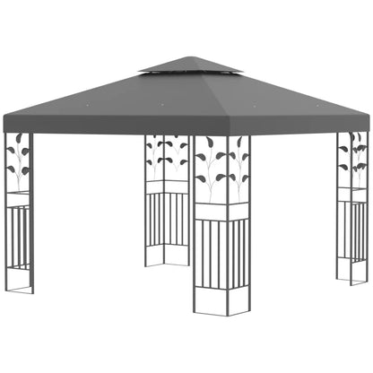 Outsunny 3 x 3m Outdoor Steel Gazebo with 2 Tier Roof