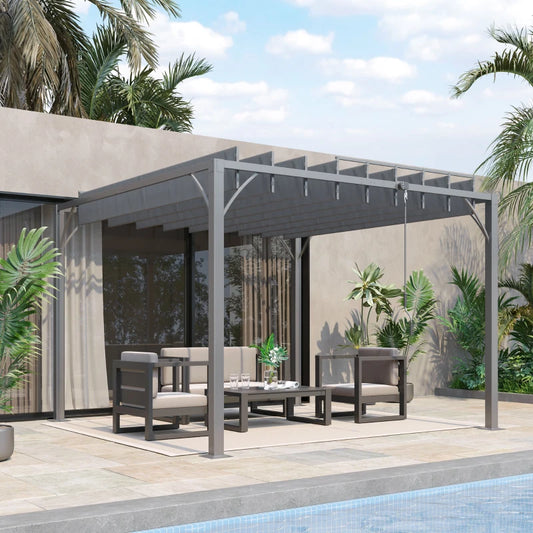 Outsunny 3 x 3(m) Outdoor Pergola with Retractable Roof