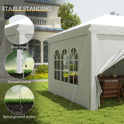 Outsunny 3 x 6 m Pop Up Gazebo with Sides and Windows