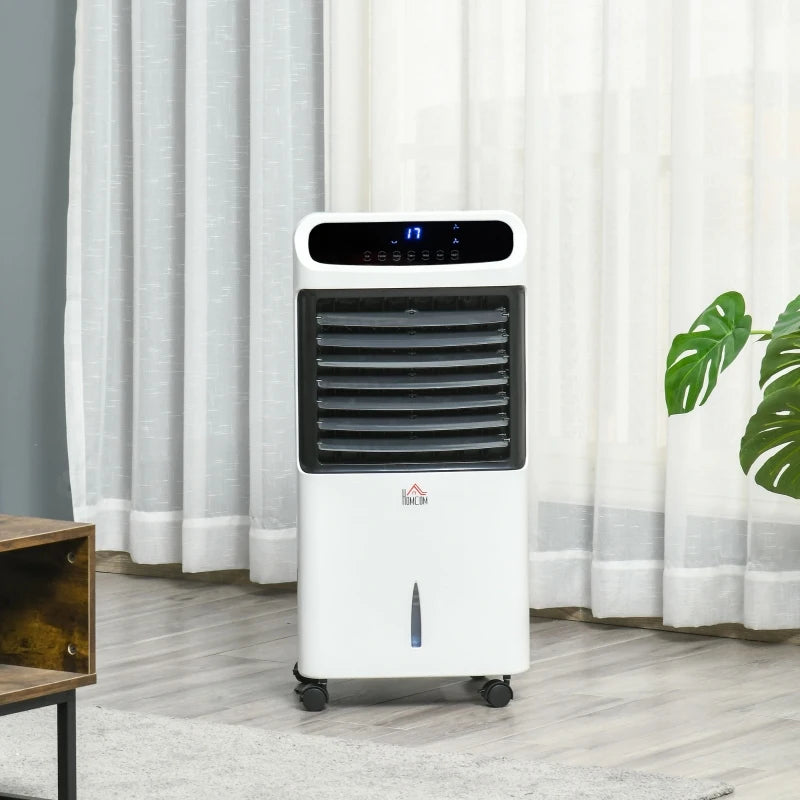 HOMCOM Mobile Air Cooler, 12L Tank Evaporative Ice Cooling Fan Water Conditioner Humidifier Unit with 3 Modes