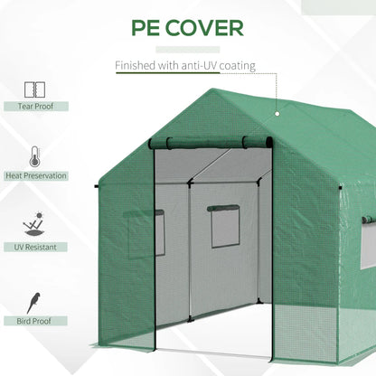 Outsunny Polyethylene Walk-in Polytunnel Greenhouse, 2 x 3(m)