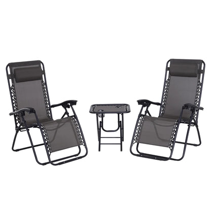 Outsunny 3pcs Folding Zero Gravity Chairs Sun Lounger