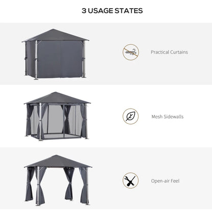 Outsunny 3(m) x 3(m) Garden Outdoor Soft Top Gazebo Steel Frame