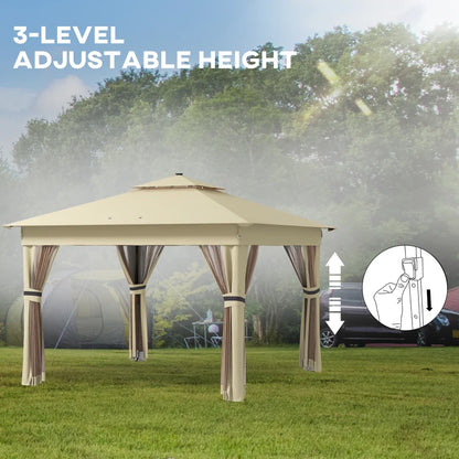 Outsunny 3 x 3(m) Pop Up Gazebo Party Tent with Solar-Powered LED Lights